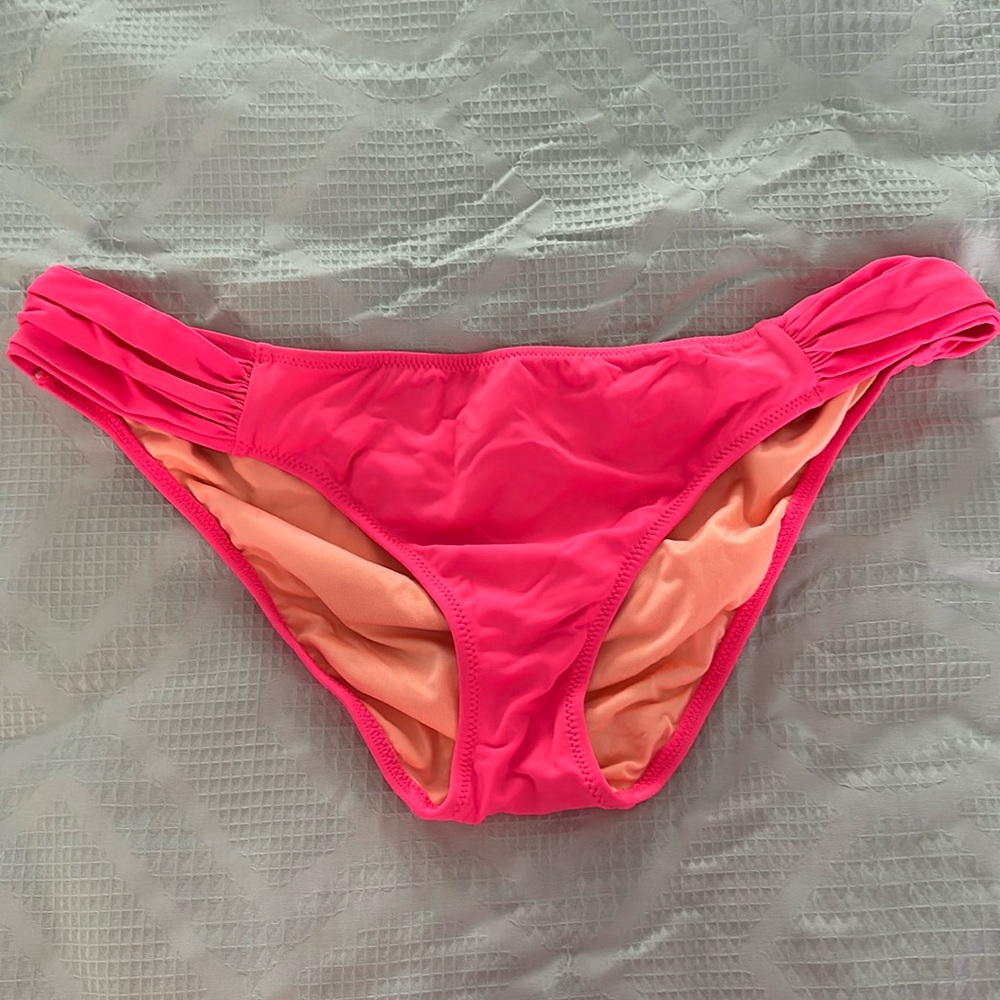 VICTORIA'S SECRET THE KNOCKOUT BIKINI BRIGHT CORAL WIDE SIDE BIKINI BOTTOM